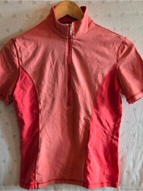 Goode Rider Women's Short Sleeve Coral/Salmon Riding Top Size Small